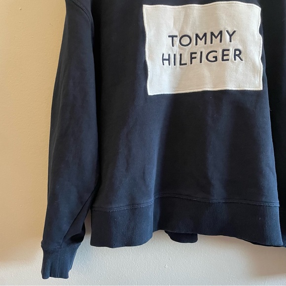 Tommy Hilfiger Navy Drop Shoulder Boxy Cut  Sweatshirt with White Logo - Picture 4 of 12